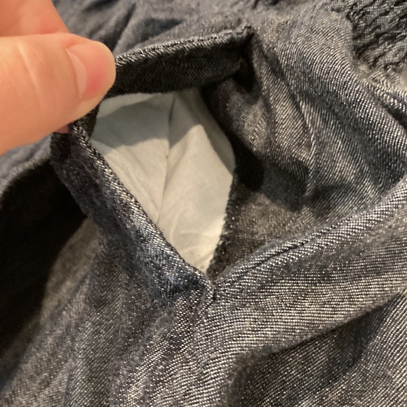 Mudd navy blue denim romper, tuxedo button, elastic waist, front size M (J1072) - Picture 8 of 14